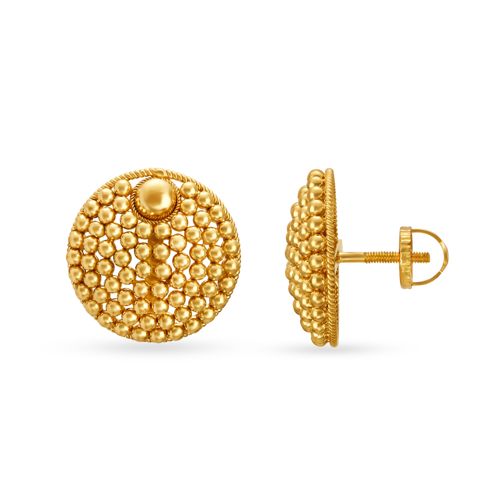Exquisite Rawa Work Gold Stud Earrings
Exquisite Rawa Work Gold Stud Earrings