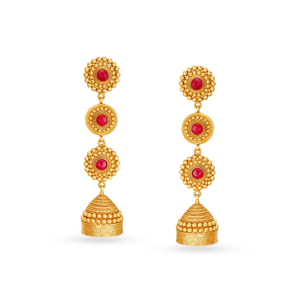 Rawa Work Gold Jhumkas
Rawa Work Gold Jhumkas