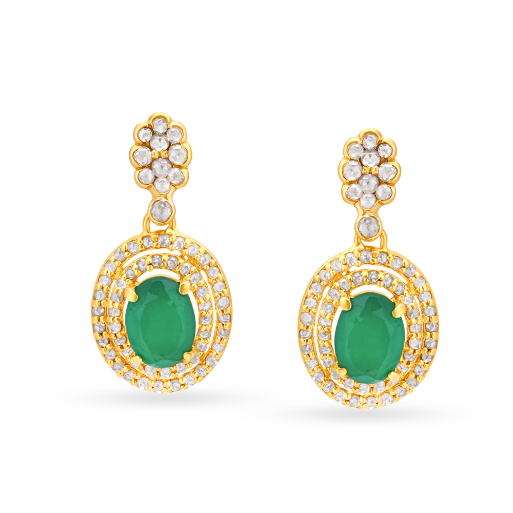 Oval Shape Gold Drop Earrings With Coloured Stones
Oval Shape Gold Drop Earrings With Coloured Stones