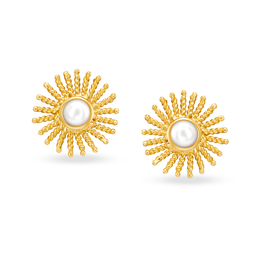 Radiant Sun Gold Stud Earrings with Pearl
Radiant Sun Gold Stud Earrings with Pearl