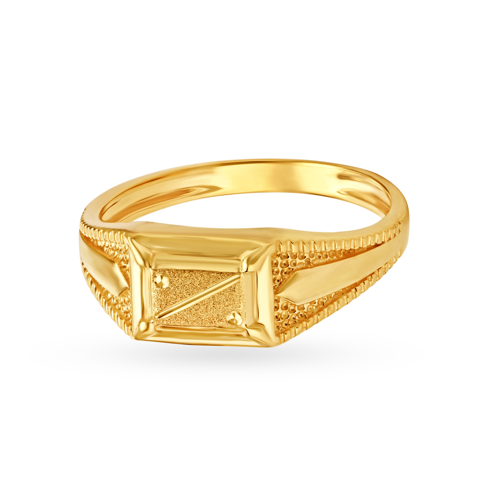Striking 22 Karat Yellow Gold Etched Finger Ring
Striking 22 Karat Yellow Gold Etched Finger Ring