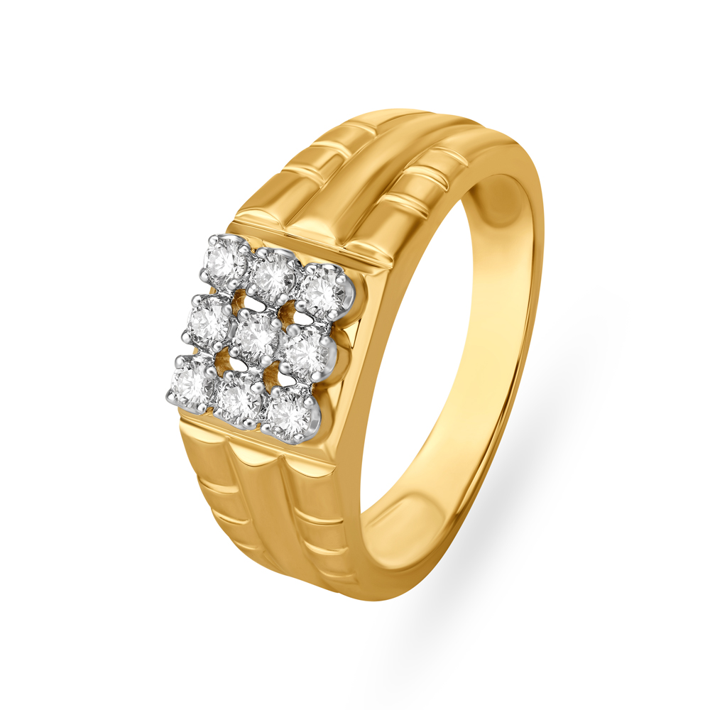 Ridged Diamond and Gold Finger Ring for Men
Ridged Diamond and Gold Finger Ring for Men