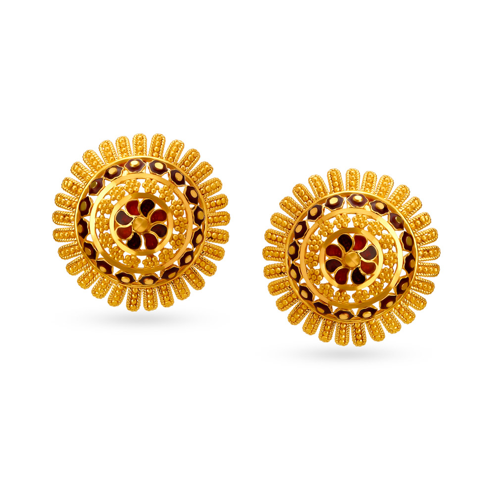 Spectacular Gold Stud Earrings with Enamel
Spectacular Gold Stud Earrings with Enamel