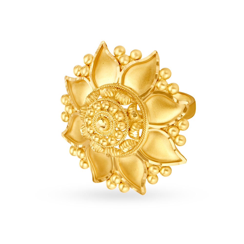 Celestial 22 Karat Yellow Gold Floral Finger Ring
Celestial 22 Karat Yellow Gold Floral Finger Ring