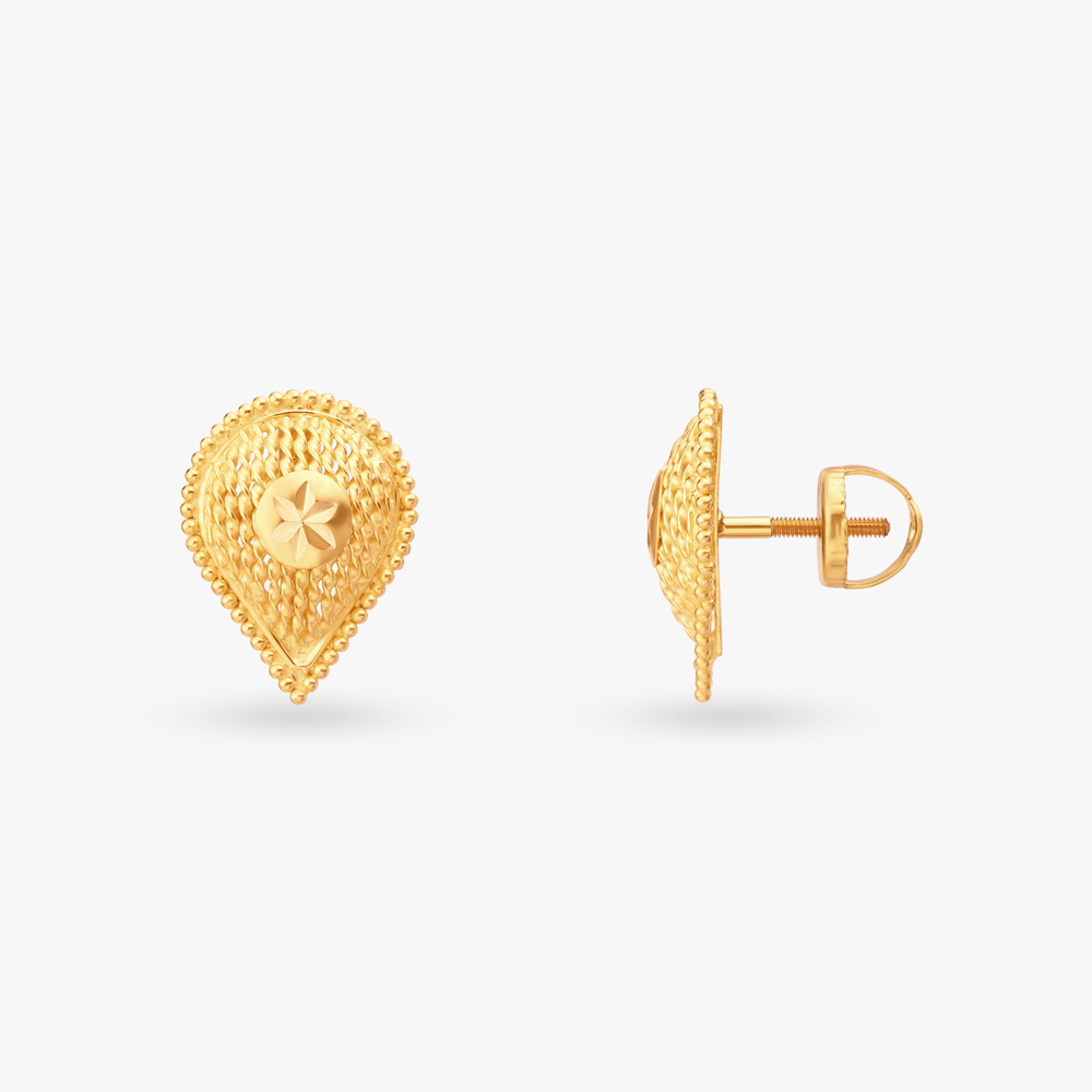 Intricated Teardrop Gold Stud Earrings
Intricated Teardrop Gold Stud Earrings