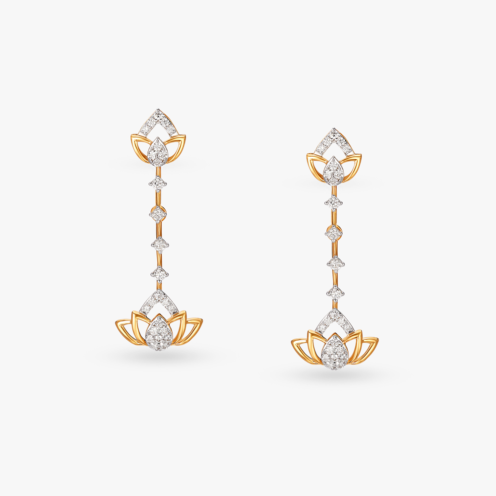 Lotus Charm Diamond Drop Earrings
Lotus Charm Diamond Drop Earrings