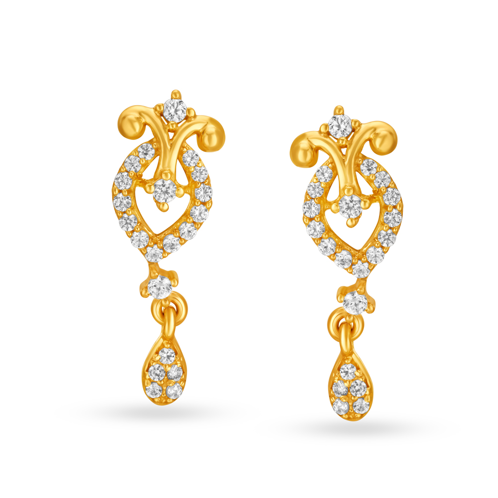 Regal 22 Karat Yellow Gold And Cubic Zirconia Danglers
Regal 22 Karat Yellow Gold And Cubic Zirconia Danglers