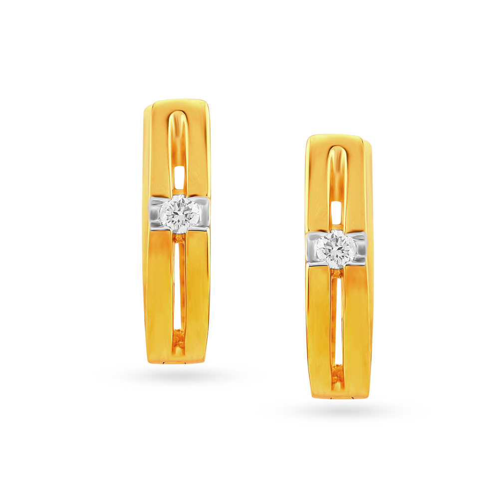 Classy Gold and Diamond Hoop Earrings
Classy Gold and Diamond Hoop Earrings