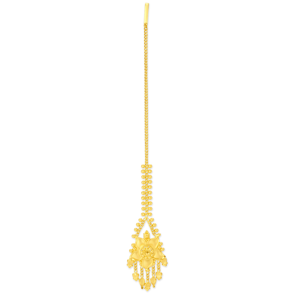 Ravishing 22 Karat Yellow Gold Flower Maang Tikka
Ravishing 22 Karat Yellow Gold Flower Maang Tikka