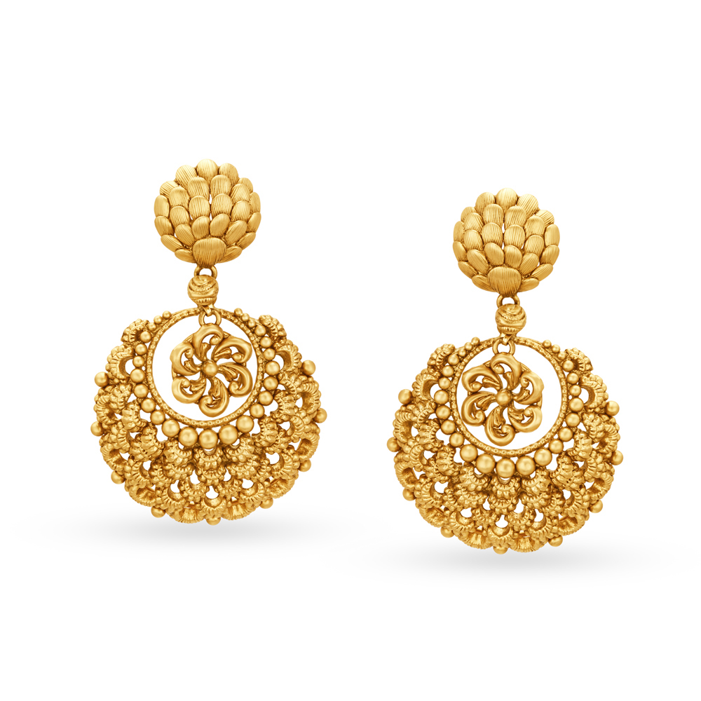 Antique Gold Chand Bali Drop Earrings
Antique Gold Chand Bali Drop Earrings