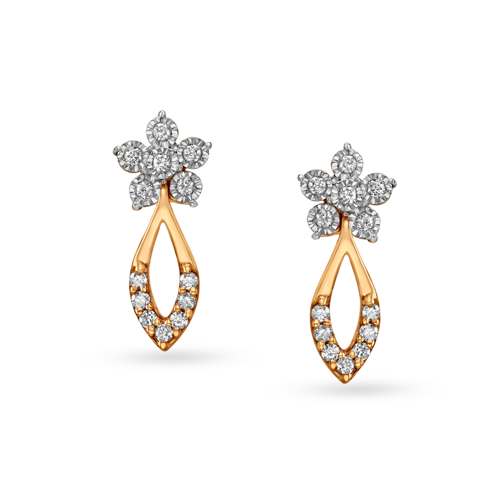 Floral White and Rose Gold Diamond Drop Earrings
Floral White and Rose Gold Diamond Drop Earrings