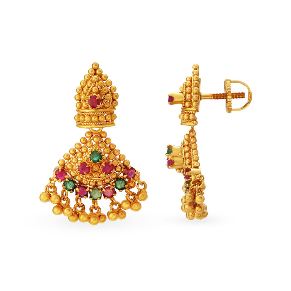 Traditional 22 Karat Gold And Multi Stone Drop Earrings
Traditional 22 Karat Gold And Multi Stone Drop Earrings