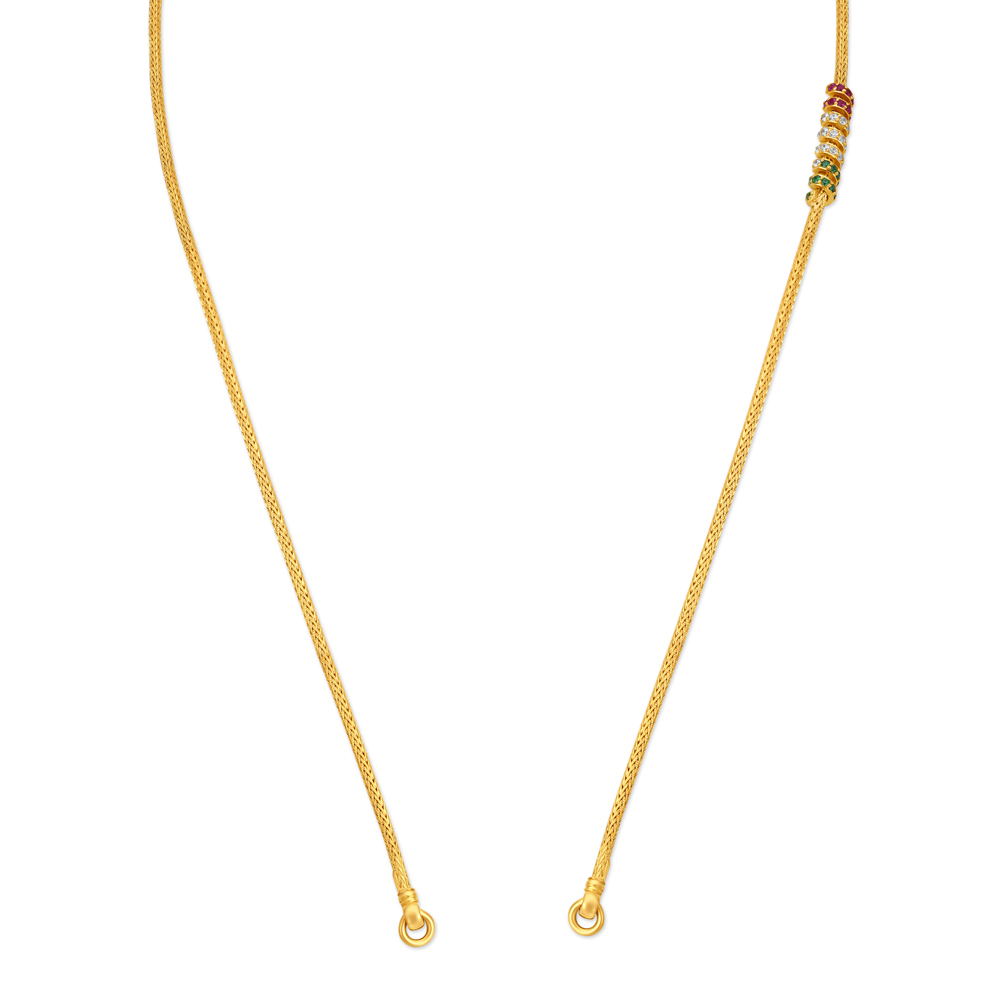 Slender Enamel Gold Chain With Coloured Stones
Slender Enamel Gold Chain With Coloured Stones