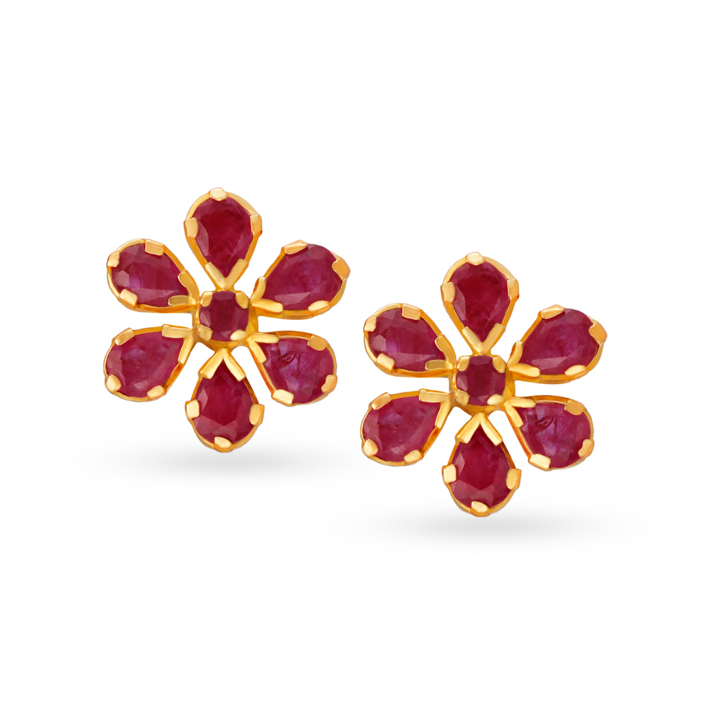 Floral 22 Karat Gold And Ruby Stud Earrings
Floral 22 Karat Gold And Ruby Stud Earrings