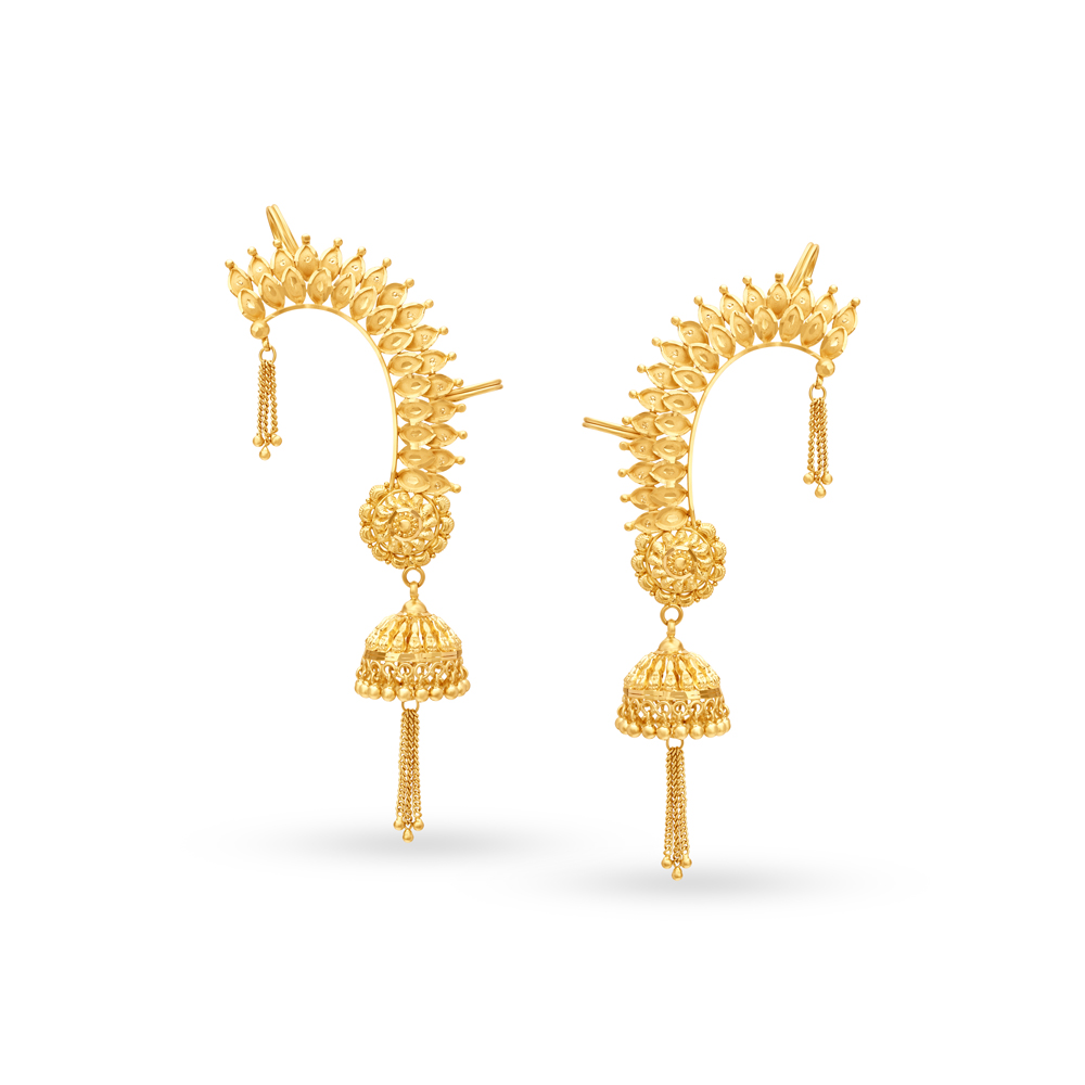 Gorgeous Carved Gold Jhumka Earrings
Gorgeous Carved Gold Jhumka Earrings