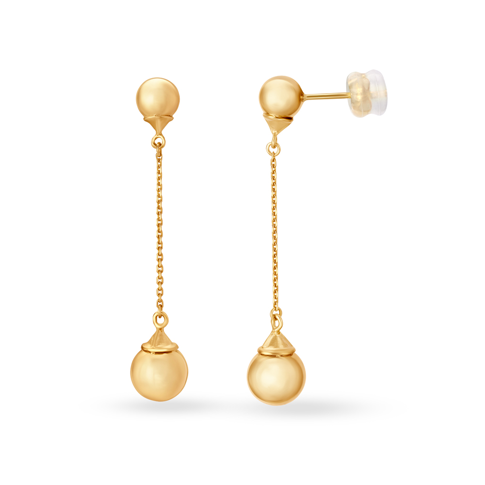 Sleek Long Gold Beaded Chandelier Drop Earrings
Sleek Long Gold Beaded Chandelier Drop Earrings