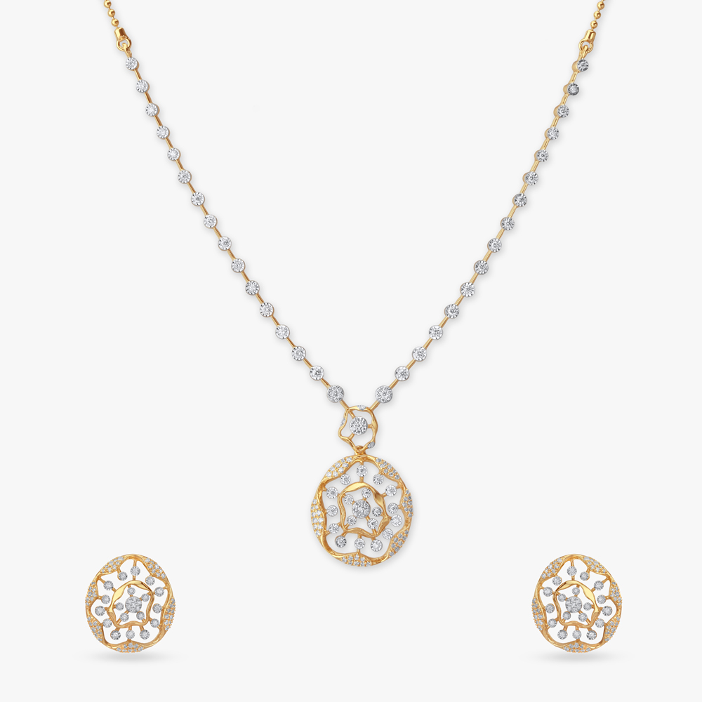 Opal Glow Diamond Necklace Set