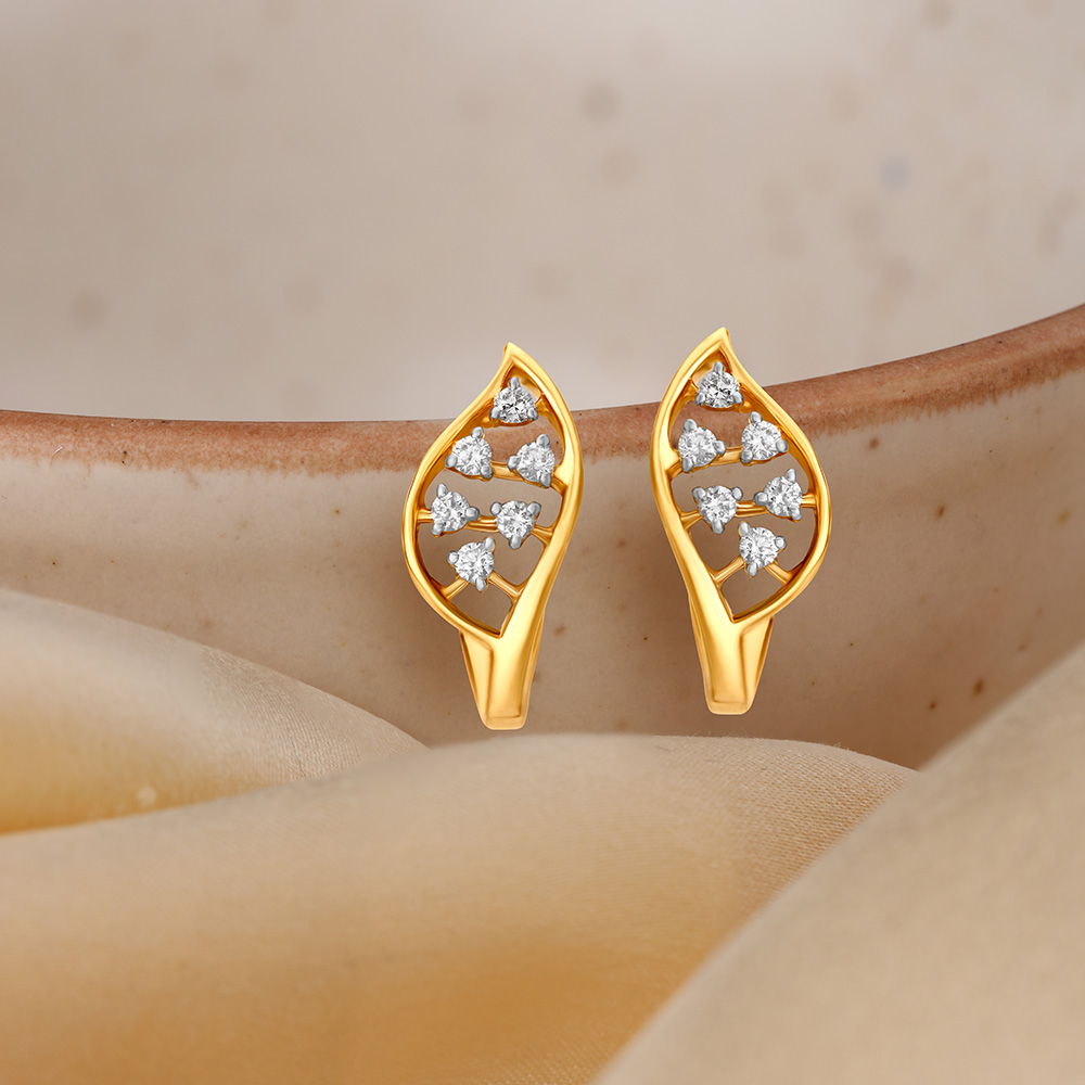Leaf Inspired Gold and Diamond Hoop Earrings
Leaf Inspired Gold and Diamond Hoop Earrings