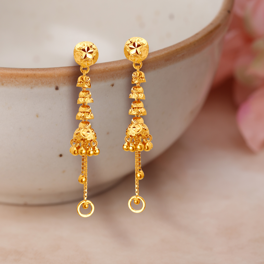 Enticing Sui Dhaga 3 Layer Gold Drop Earrings
Enticing Sui Dhaga 3 Layer Gold Drop Earrings