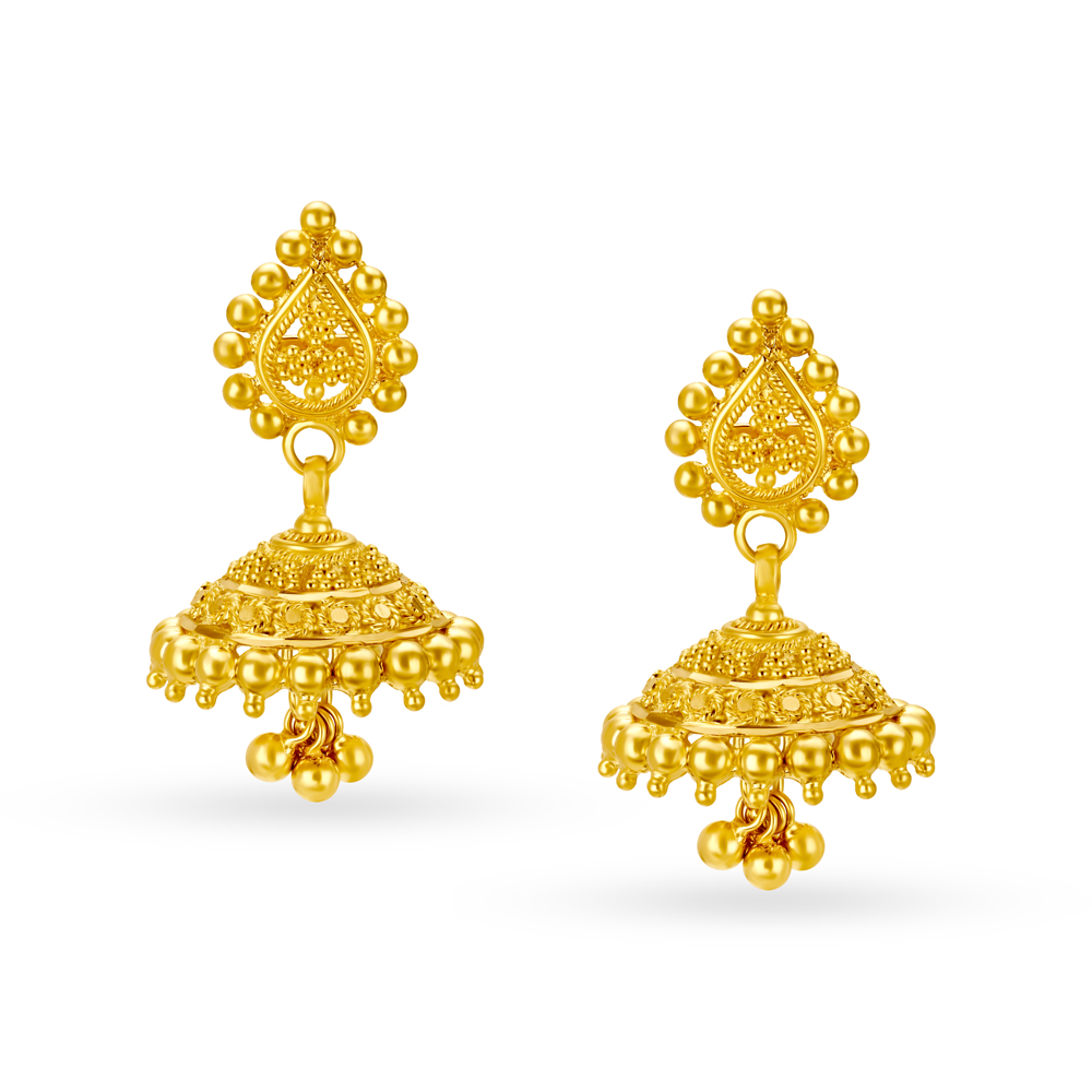 Gold Jali Work Jhumka Earrings
Gold Jali Work Jhumka Earrings