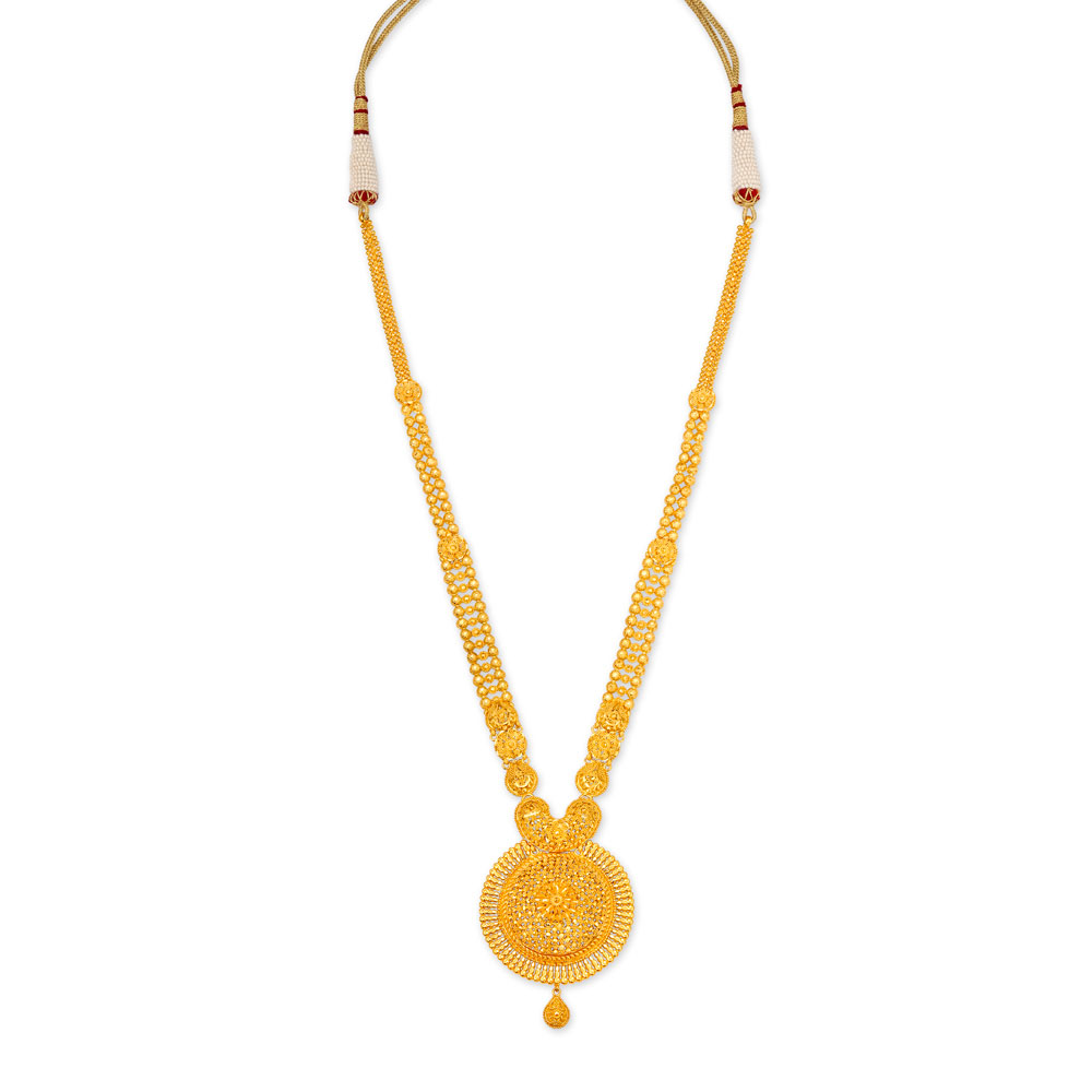 Spectacular Yellow Gold Beaded Disc Haaram
Spectacular Yellow Gold Beaded Disc Haaram