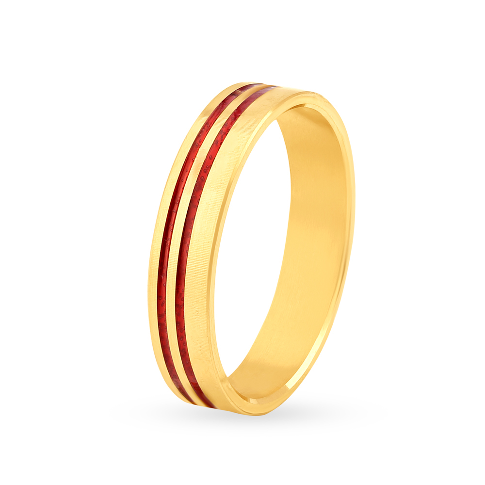 Vibrant 22 Karat Yellow Gold Striped Finger Ring
Vibrant 22 Karat Yellow Gold Striped Finger Ring