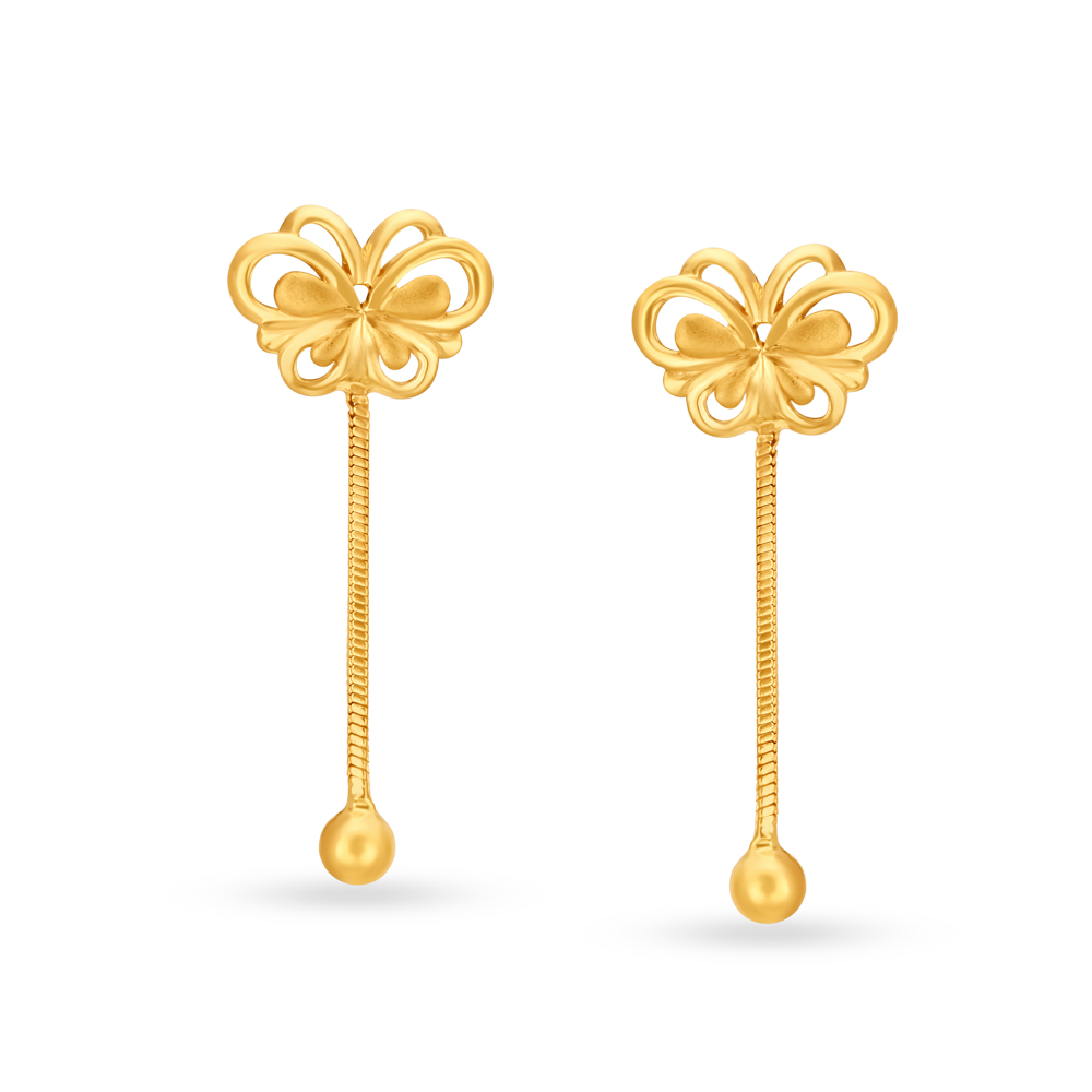 Dreamy 22 Karat Yellow Gold Butterfly Drop Earrings
Dreamy 22 Karat Yellow Gold Butterfly Drop Earrings