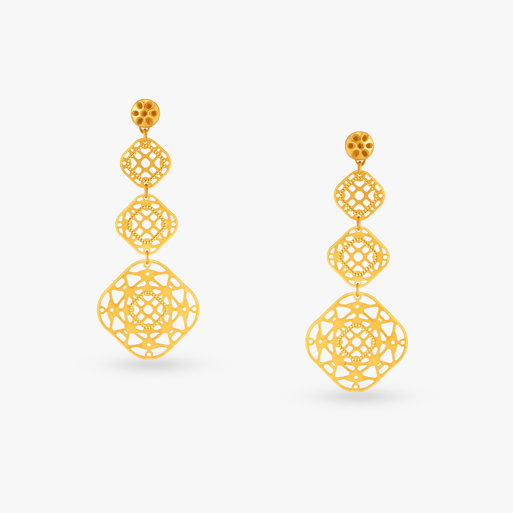Ornate Cascade Gold Drop Earrings
Ornate Cascade Gold Drop Earrings
