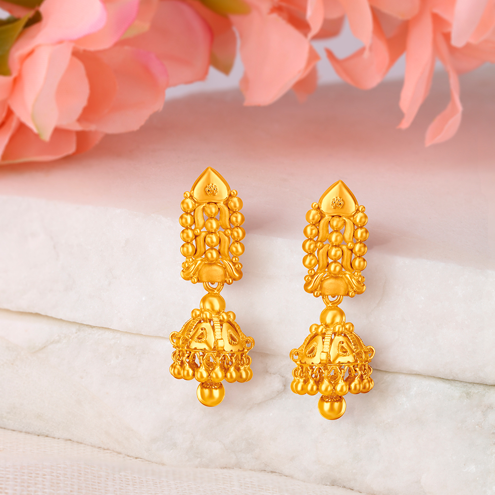 Petite Beaded Gold Jhumka Earrings
Petite Beaded Gold Jhumka Earrings