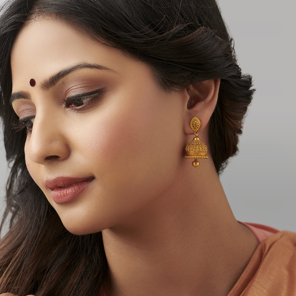 Opulent Rawa Work Gold Jhumkas
Opulent Rawa Work Gold Jhumkas