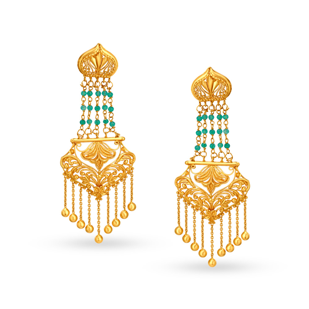 Ethnic Jali Work Charming Gold Drop Earrings
Ethnic Jali Work Charming Gold Drop Earrings