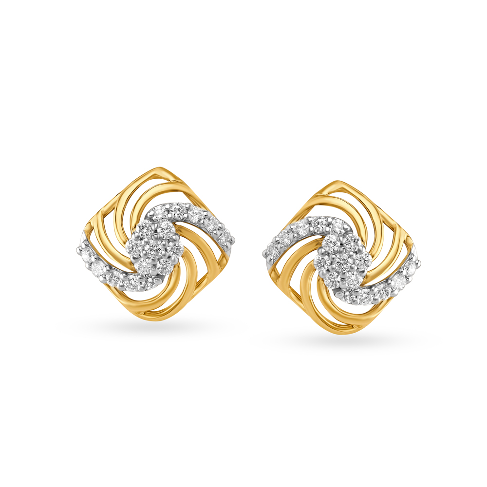 Splendid 18 Karat Yellow Gold And Diamond Geometric Stud Earrings
Splendid 18 Karat Yellow Gold And Diamond Geometric Stud Earrings