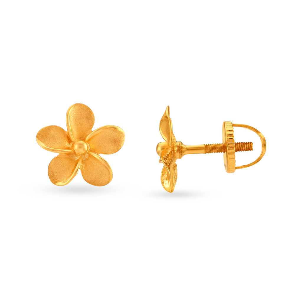 Dainty 22 Karat Yellow Gold Floral Stud Earrings
Dainty 22 Karat Yellow Gold Floral Stud Earrings