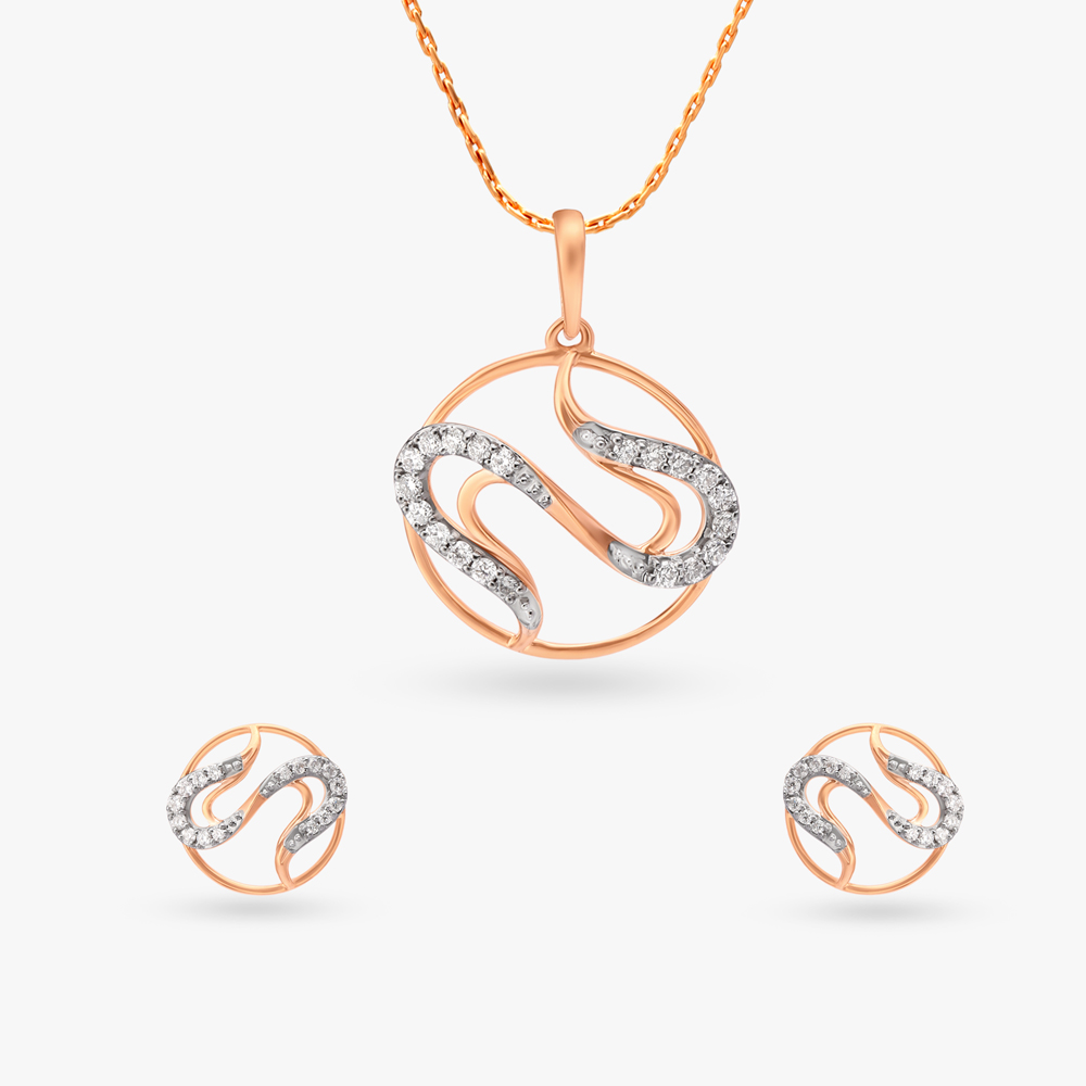 Swirl Diamond Pendant and Earrings Set
Swirl Diamond Pendant and Earrings Set