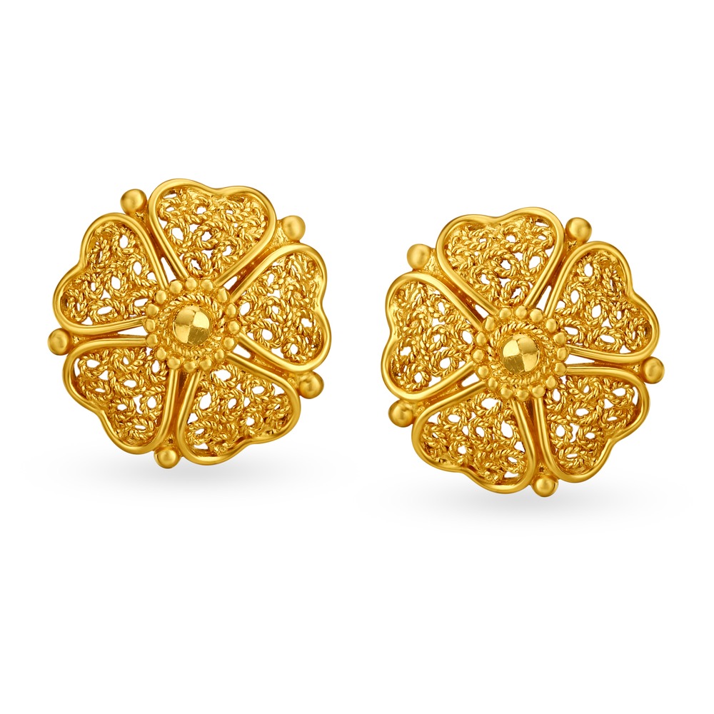 Floral Filigree Gold Stud Earrings
Floral Filigree Gold Stud Earrings