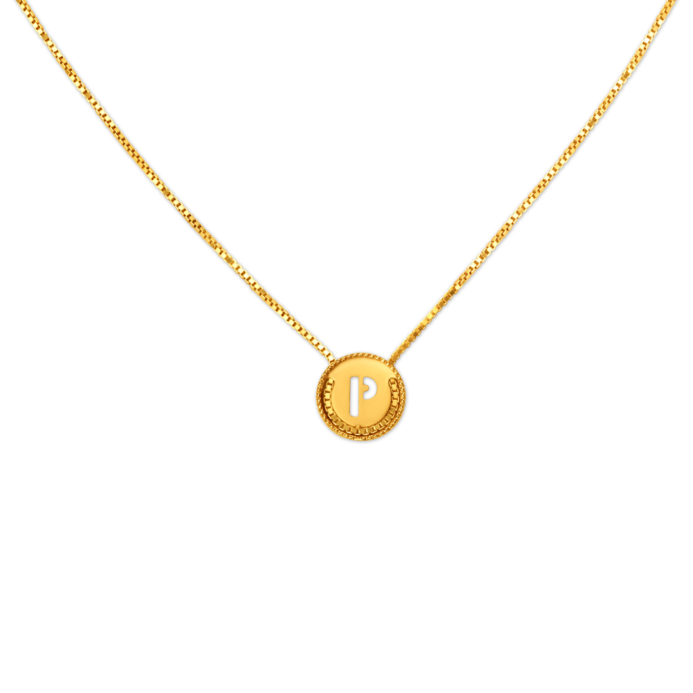Letter P Gold Pendant with Chain For Kids
Letter P Gold Pendant with Chain For Kids