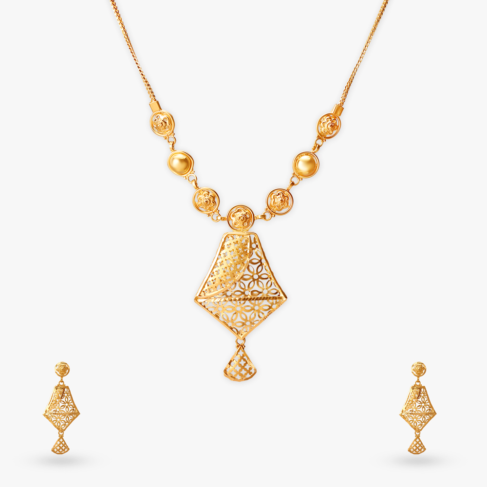 Regal Symmetry Gold Necklace Set
Regal Symmetry Gold Necklace Set