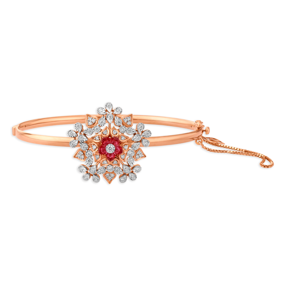 Charming Ruby and Diamond Floral Bangle