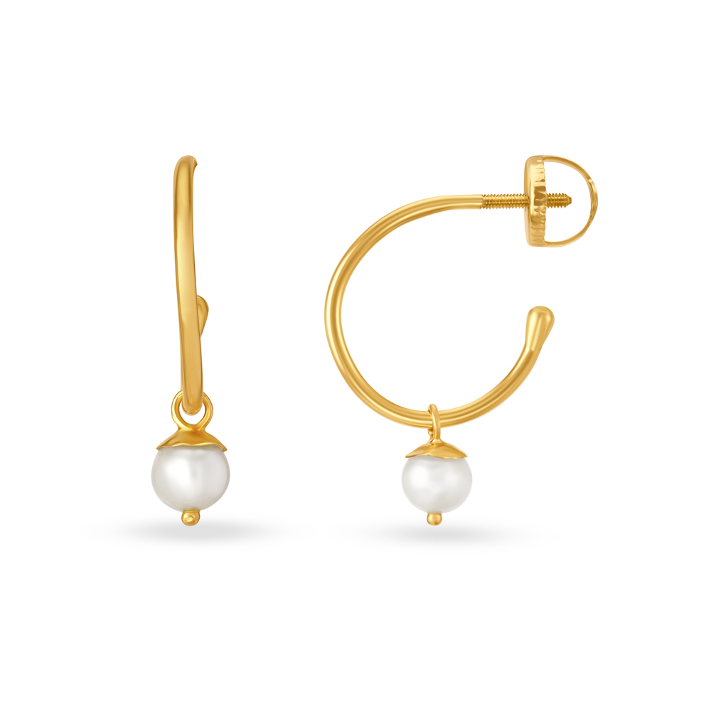 

Golden Pearl Elegance Drop Earrings