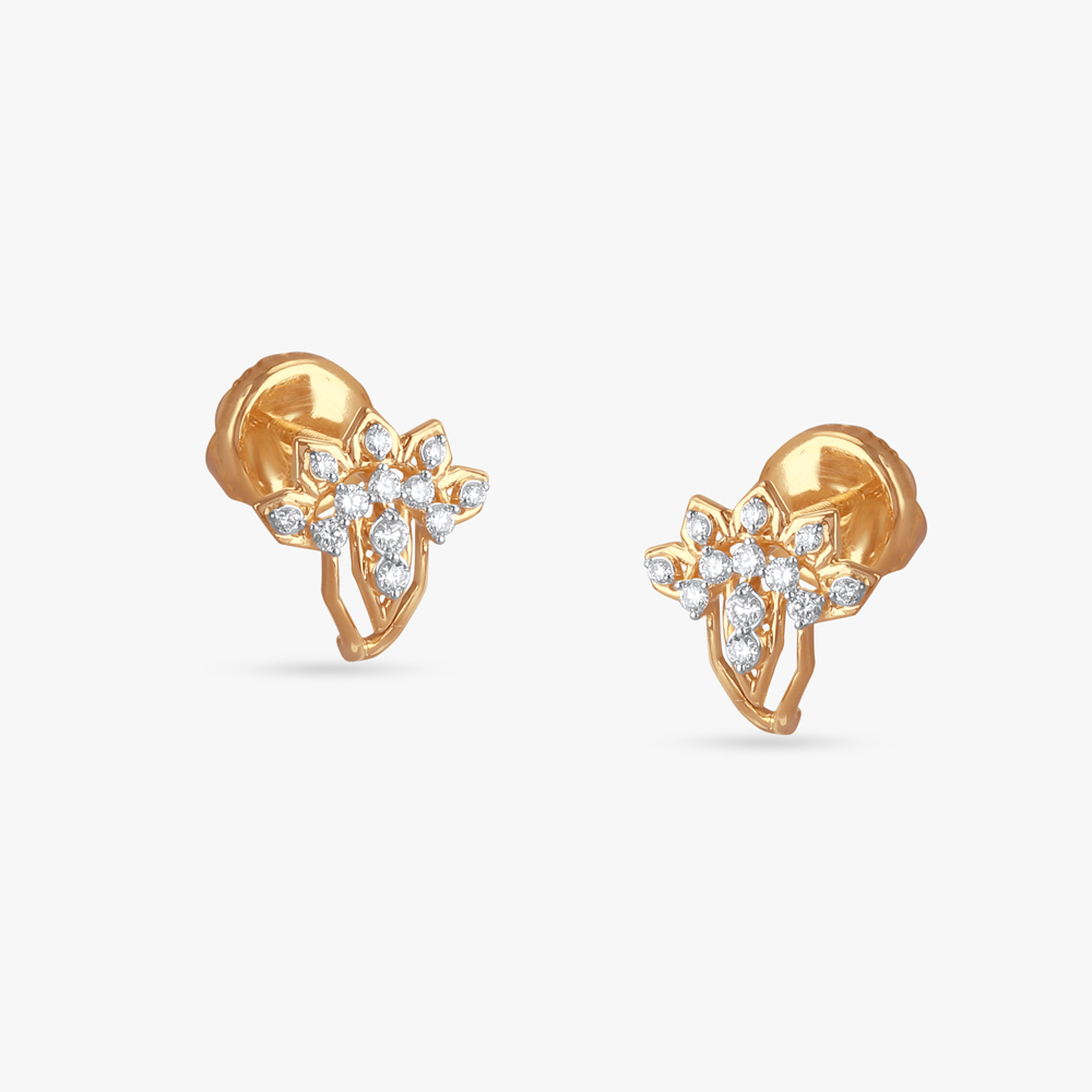 Blossom Emblem Diamond Hoop Earrings