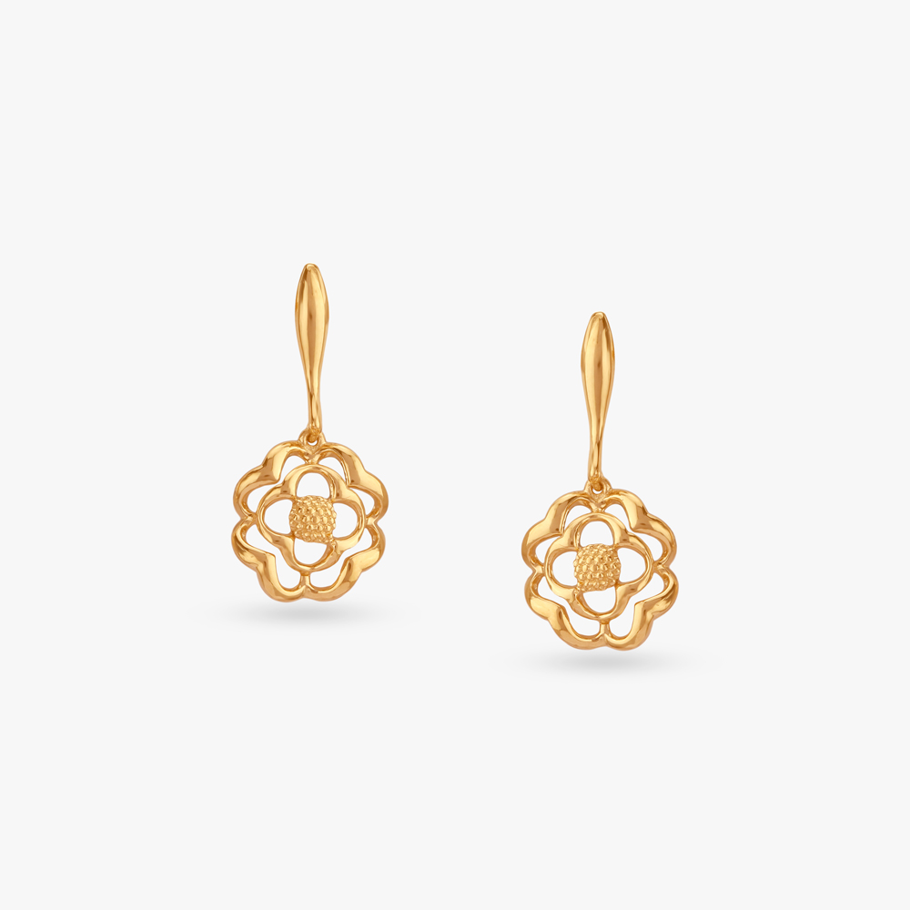Petal Swing Gold Drop Earrings
