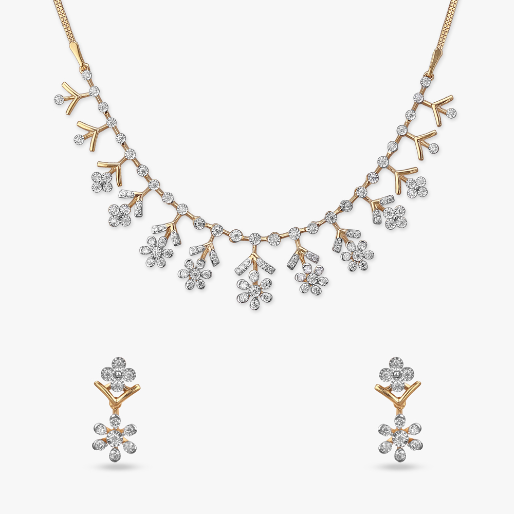 Floral Dance Diamond Necklace Set