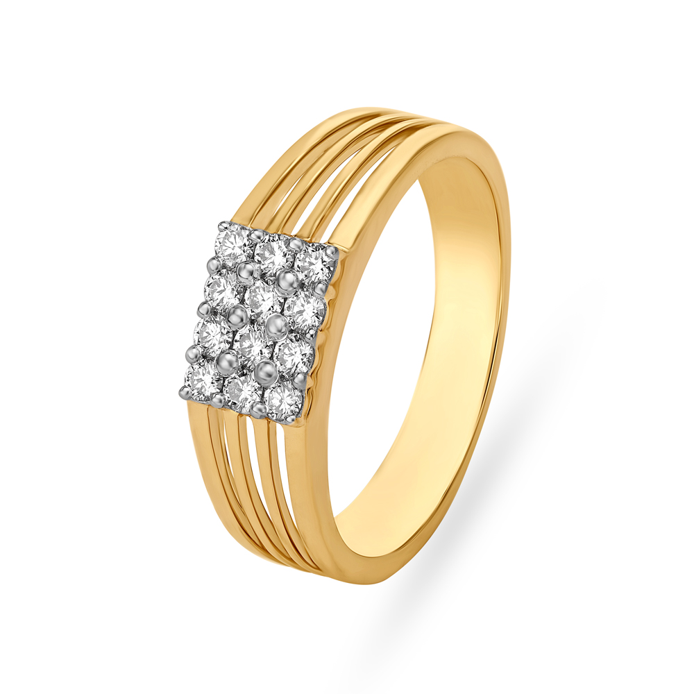 Geometric Gold and Diamond Finger Ring for men