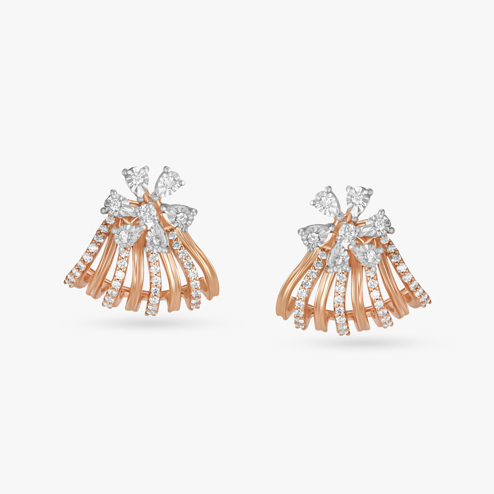 Enticing Floral Diamond Stud Earrings