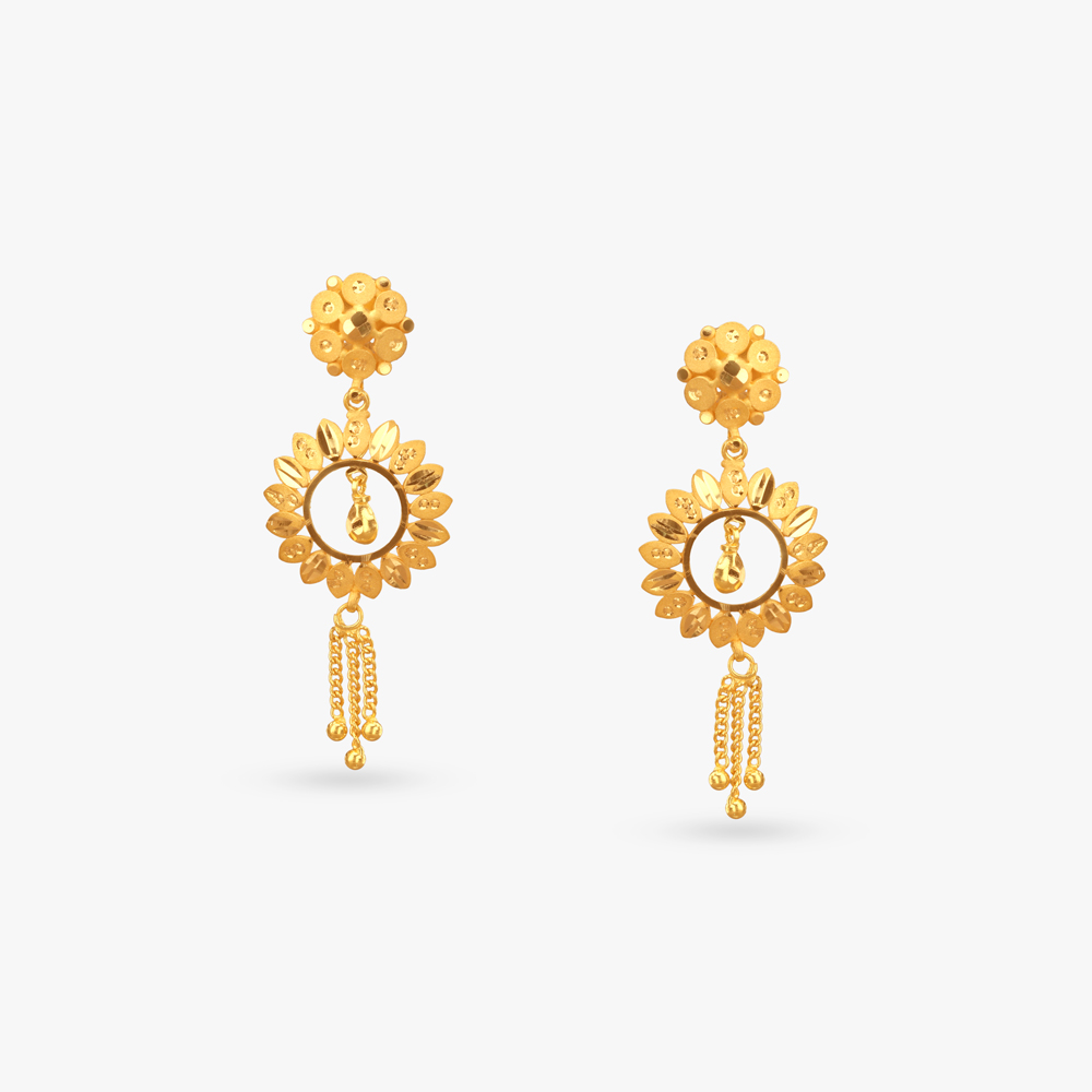 Blooming Floral Gold Drop Earrings