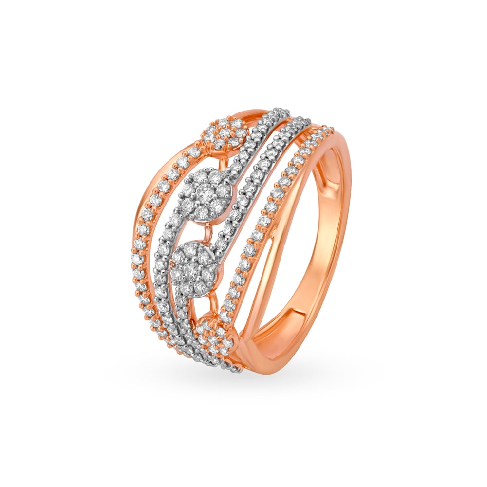 Glorious Cocktail Look Diamond Ring in White and Rose Gold