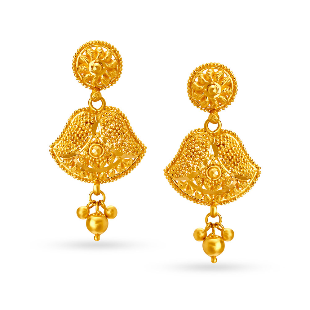

Enthralling Quad Shape Gold Drop Earrings