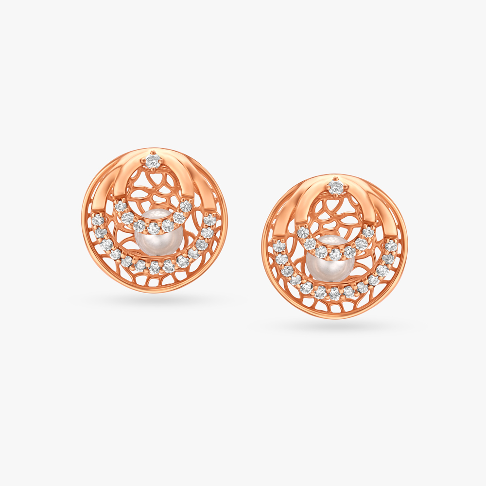 Dazzling Pearl and Diamond Stud Earrings