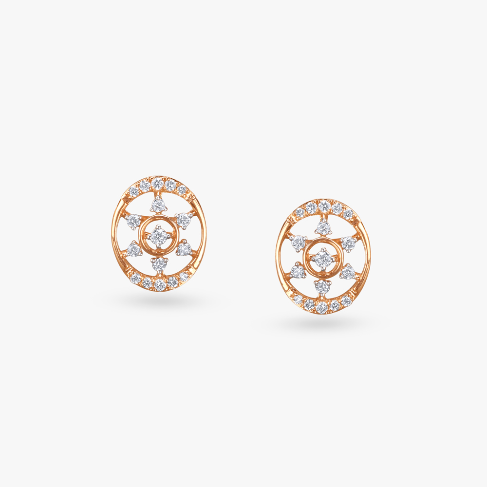 Gleaming Bloom Diamond Stud Earrings