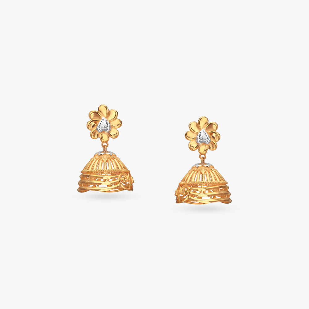 Radiant Rhythm Gold Jhumka Earrings